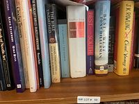 Photo showing titles on the book shelf including The Bible Unearthed, Insomnia by Stephen King, and Casual Vacancy by J.K. Rowling.