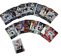 All seventeen Tim Hortons hockey cards laid out showing fronts, mix of base, inserts and parallel