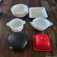 Grouped view of all dishes and accessories
