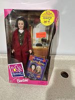 Full frontal view of the boxed Rosie O'Donnell Friend of Barbie doll, showing the packaging graphics and doll inside clearly.
