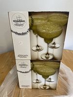 Two stacked boxes of Bowring Portofino Margarita Glasses, each box contains 4 glasses.