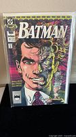 Front cover of 1990 DC Batman comic issue 14 showing detailed artwork of Harvey Dent/Two-Face.