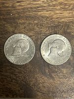 Reverse side of two 1976 Eisenhower dollars showing Liberty Bell design