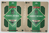 Two packs of Gator 80 grit medium remove sandpaper sealed in packaging, front view showing green abrasive surface and branding.