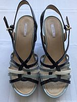 Top-down view of Geox women's heeled sandals showing strappy design and ankle buckle.