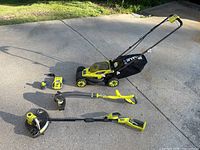 All tools and accessories laid out on driveway