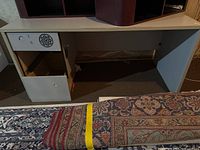 Front view of desk showing main knee space and drawer pedestal