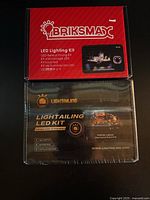 Front view of Briksmax and Lightailing LED kit boxes