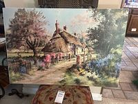 Full view of the Rodway Cottage artist print showing the English countryside scene with cottage and flowers.