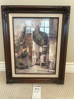 Full front view of framed art print showing overall condition, frame details, and artwork.