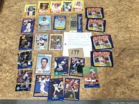 Overview of all cards, packs and wrapper laid out on table