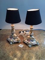 Both Capodimonte porcelain lamps with shades