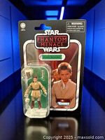 Front view of new sealed Star Wars The Phantom Menace Anakin Skywalker Vintage Collection action figure in original packaging showing character image and Kenner branding.
