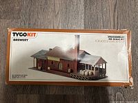 Top view of the unopened TYCO Brewery HO Scale Model Kit with visible box wear.