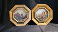 Both octagonal framed prints side by side showing the frames and artwork