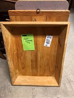 Photo of large wooden rectangular dough bowl with natural wood finish showing inside and wood grain