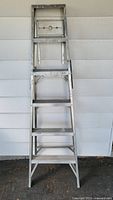 Front view of the aluminum step ladder showing its full height and number of rungs