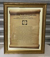 Framed print in gold frame showing entire print and ornate frame