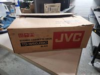 Closed cardboard box labeled JVC Stereo Cassette Deck TD-W60J(BK) in black color.