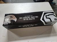 Photo of the branded display box showing 1/14 scale die cast Tony Schumacher Matco Tools Top Fuel Dragster