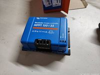 Front view of the BlueSolar MPPT 150/35 solar charge controller showing model and brand markings