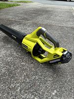 Photo showing side view of the Ryobi Jet Fan 40V cordless leaf blower without battery attached.