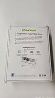Back of the packaging showing washing instructions and product description for Cosmoplus C-Shaped Full Body Pillow Cover.