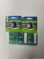 Two DenTek Temparin Max Advanced Repair Kits and three packs of REACH POP Dental Floss in original packaging.