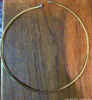 Full view of the 14K gold snake chain necklace laid flat on wood surface