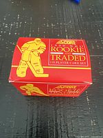 Front view of red Score 1990 NHL Rookie and Traded boxed set