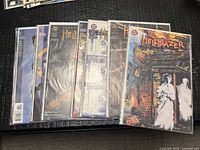 Front view of seven Hellblazer comics bagged and overlapped