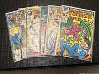 All six bagged Fantastic Four comics fanned out
