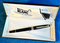 Pen seated in original Montblanc box, satin-lined interior with logo