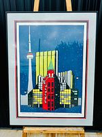 Full view of framed serigraph showing entire composition and frame