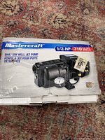 Mastercraft 1/2 HP Shallow Well Jet Pump box showing product image and specifications.