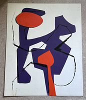 Front side showing purple and red abstract design on off-white cardstock