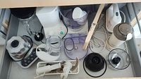 Drawer view showing all kitchen appliances and accessories