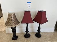 All three lamps side by side showing shades and bases