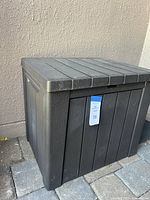 Closed storage box showing exterior and size