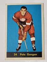 Front of 1960-61 Pete Goegan Parkhurst hockey card showing player image and number 34.