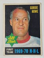 Front side of the Gordie Howe 1970-71 OPC All Star hockey card showing player photo, All Star badge, and 1969-70 NHL First Team designation.