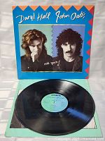 Photo of vinyl record from Hall and Oates Ooh Yeah LP showing label and condition of vinyl surface.