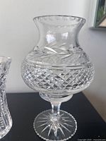Side view showing detailed cut patterns and shape of the Galway Irish Crystal vase