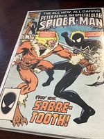 Front cover of Peter Parker Spider-Man #116 comic book showing Spider-Man in black fighting Sabretooth.