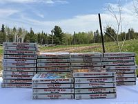 Wide view of the stacked Baronet Books classic literature series showing many titles by various authors.
