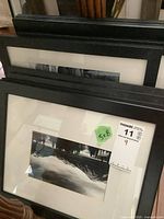 5x7 black and white framed prints with white matte and black frames, stacked vertically showing landscape photography, signed with initials JBS