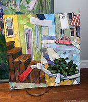 Front view of full canvas showing bicycle handlebars and street scene