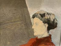 Close view of head and shoulders showing brush texture and colour details