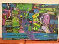 Full frontal view of abstract oil painting on canvas