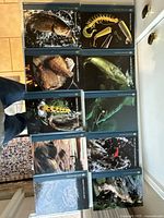 Photo showing 10 freshwater fishing books arranged in two columns of five, featuring covers with fish, fishing lures, and fishing scenes.